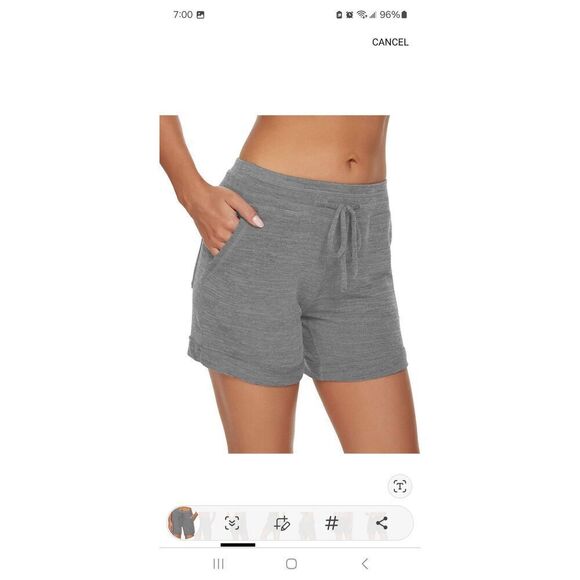 New XL Solatin Grey Lounge Shorts Comfy Pajama Bottoms with Pockets & Drawstring - Picture 2 of 6